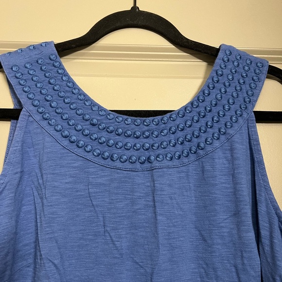 GUC Tommy Bahama Pearl Embroidered Blue Sleeveless Shift Dress Size Small - Picture 5 of 5